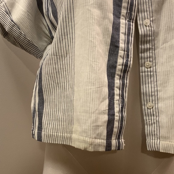 THREAD and Supply Striped Cotton Cropped Button Down Shirt Size M- New W/Out Tag - Picture 4 of 10
